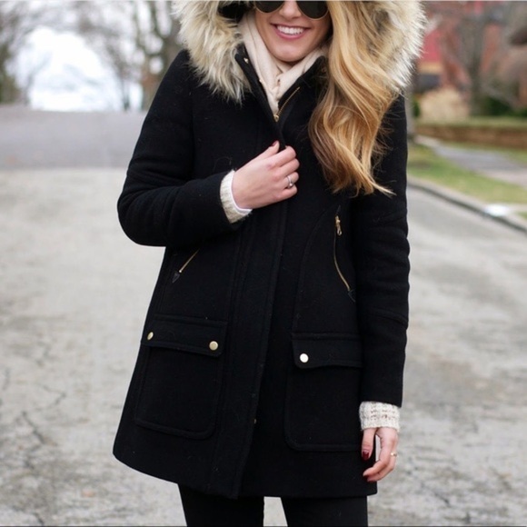 J. Crew Black Chateau Parka Italian Stadium Cloth Wool Jacket - Picture 16 of 16